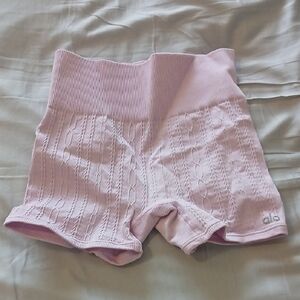 Alo Yoga Pink Ribbed Knit Women's Shorts